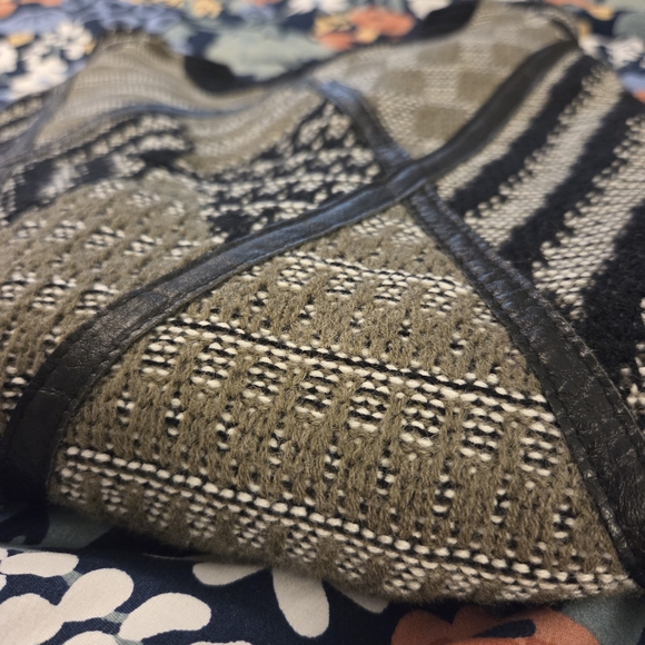 Peter England Sweater - Leather Accents! Black and Olive - Picture 7 of 14